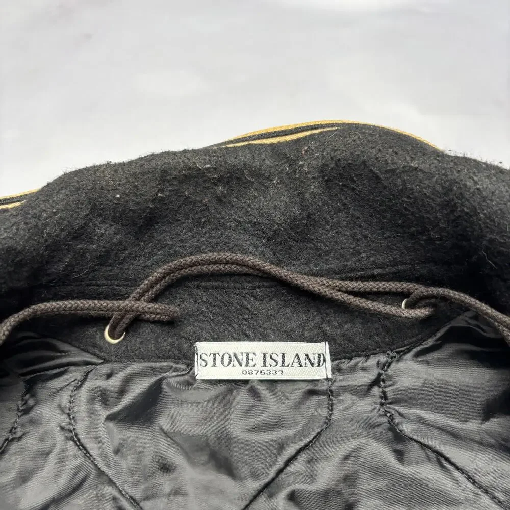 Vintage Stone Island AW 2005 Black Raso Gommato Hooded Jacket Men's Large